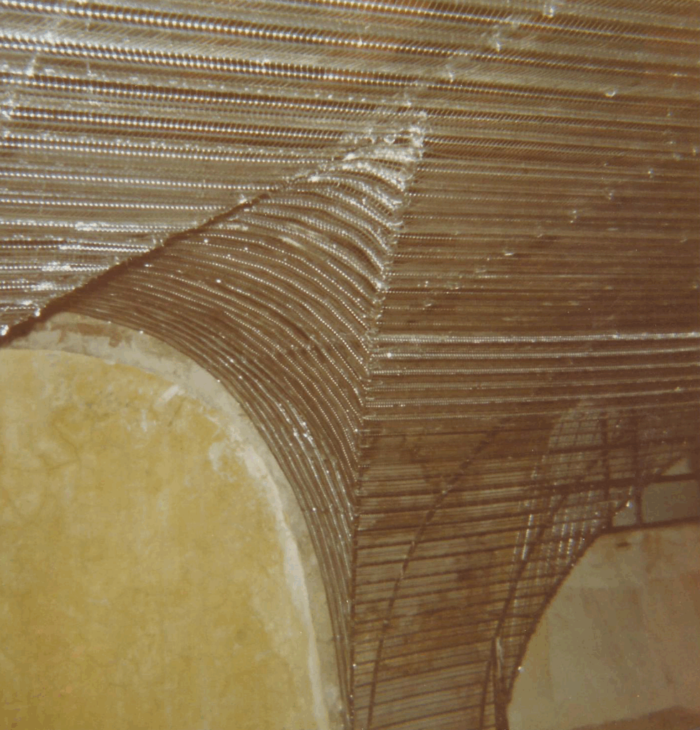 Cattedrale di Volturara, ripristino dell'unghia con rete metallica